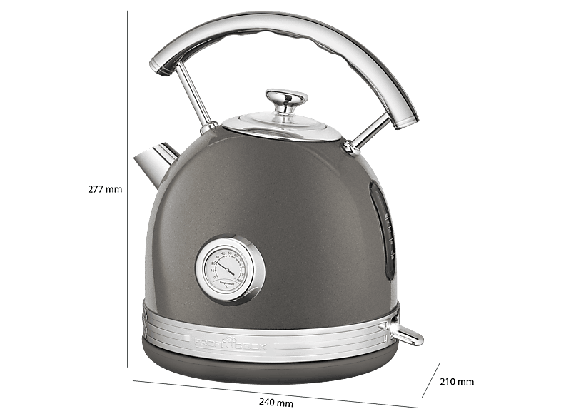 Profi Cook Wasserkocher 1.7l Vintage PC-WKS 1192 anthrazit, Anthrazit — Foto 4 von 5
