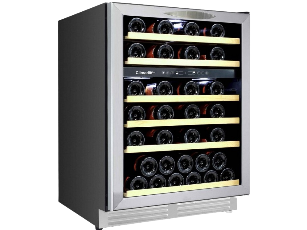 Vinoteca Climadiff Cbu51d1x 51 botellas 6 estantes 2 zonas de temperatura 82cm cbu51dx1