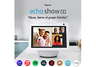 Pantalla inteligente con Alexa - Amazon Echo Show 10, 10.1" HD con movimiento automático, WiFi, Blanco