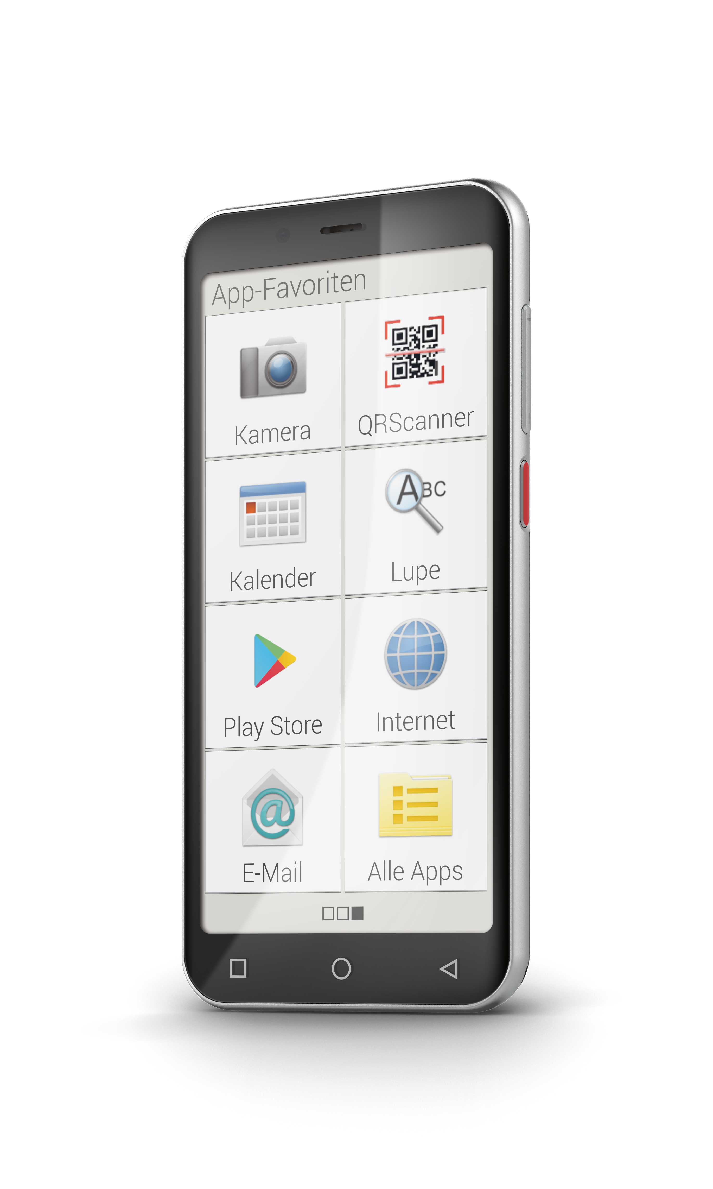 Ein Smartphone mit App-Symbolen, darunter Kamera, QR-Scanner und mehr.