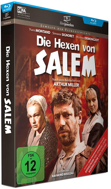 DVD-Cover mit Text in Deutsch und Bildern von Personen aus dem Film 'Die Hexen von Salem'.