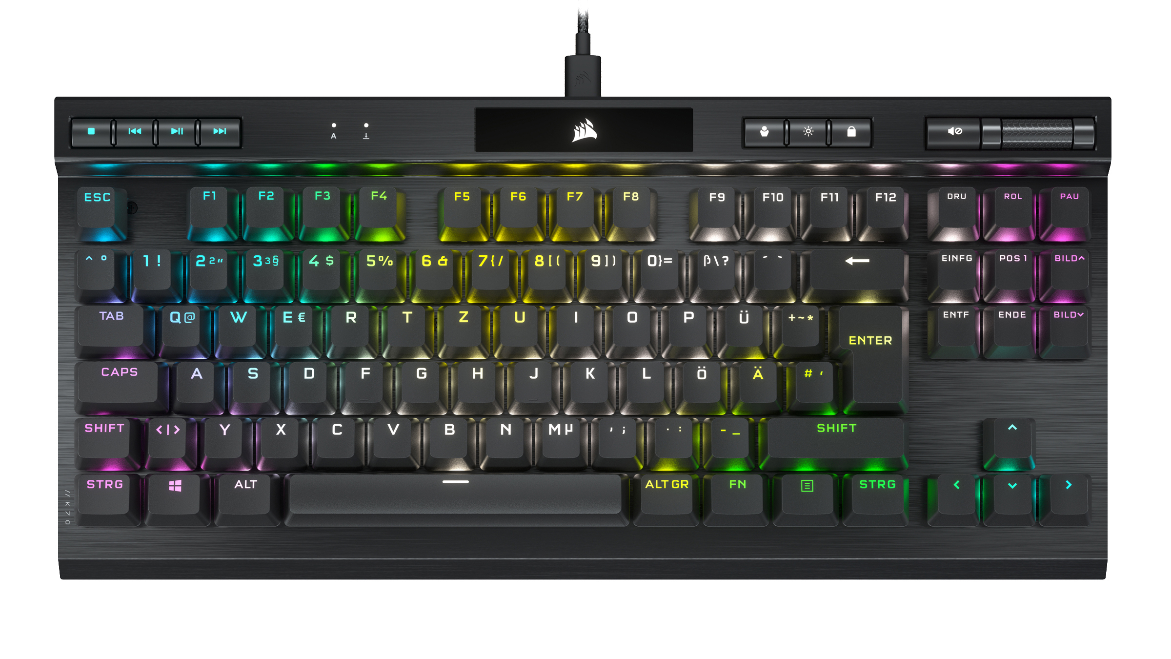 CORSAIR K70 RGB TKL Champion Series, Gaming Tastatur, Mechanisch, Cherry MX Speed, kabelgebunden, Schwarz