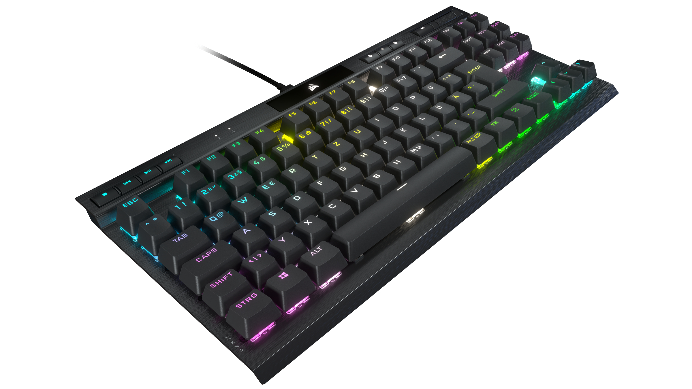 CORSAIR K70 RGB TKL Champion Series, Gaming Tastatur, Mechanisch, Cherry MX Speed, kabelgebunden, Schwarz