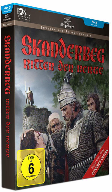 Blu-ray-Cover, Filmtitel auf Deutsch. Zeigt einen Mann mit Schwert.