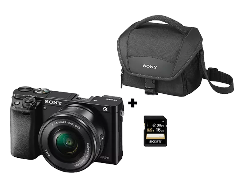 Pack Evil Sony a6000 24.3 mp full hd wifi negro pz 1650 mm f3.55.6 oss kit mirrorless funda sd alplha ilce6000 1650mm ilce6000l