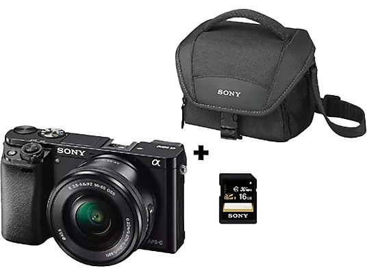 Kit Cámara EVIL - Sony A6000, 24.3 MP, Full HD, WiFi, Negro + E PZ 16-50 mm f/3.5-5.6 OSS