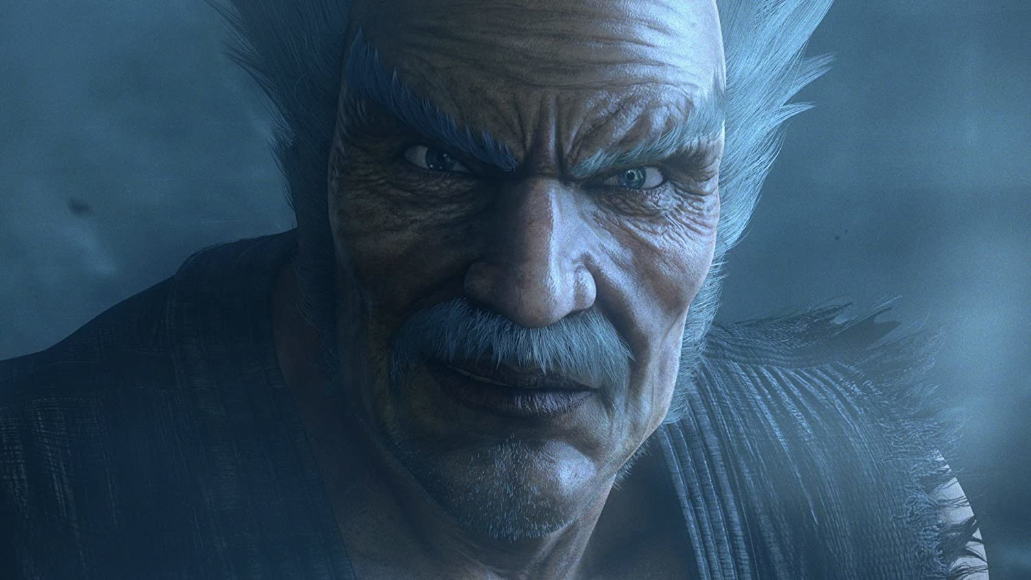 Gros plan du visage d'un vieil homme, regard intense.