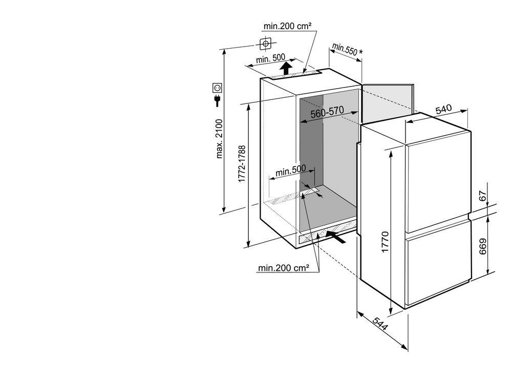 Frigorífico combi - Liebherr ICS 3324, 274 l, Estático, Iluminación LED, DuoCooling, GlassLine, 178 cm, Blanco