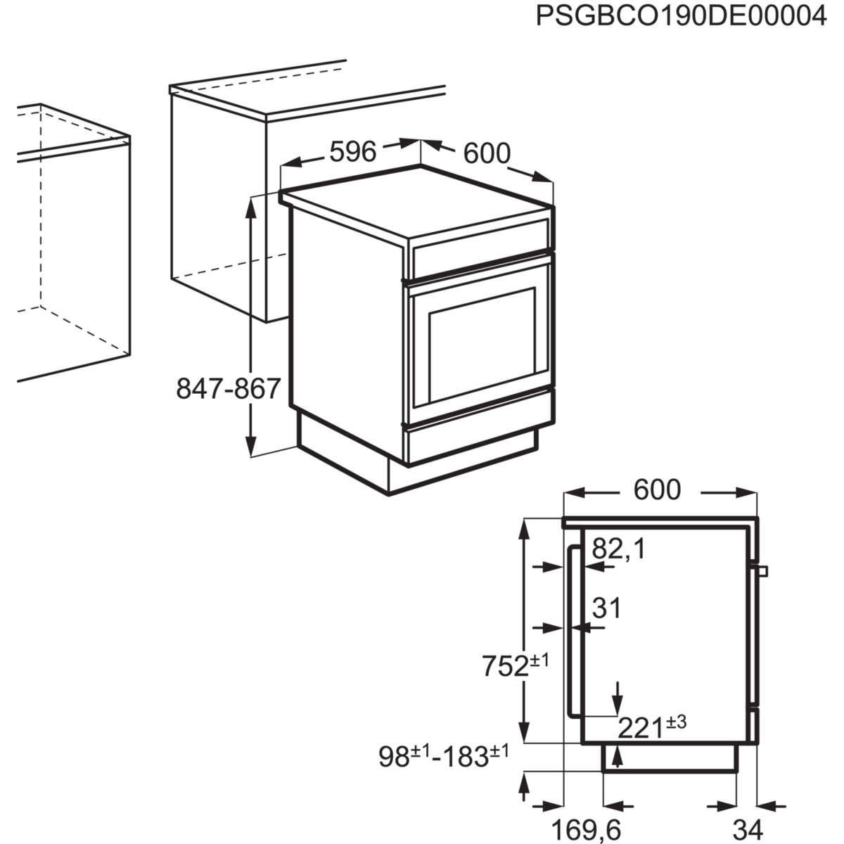 AEG CIB6470APM Standherd (EEK A+, Induktionskochfeld, 73 l)