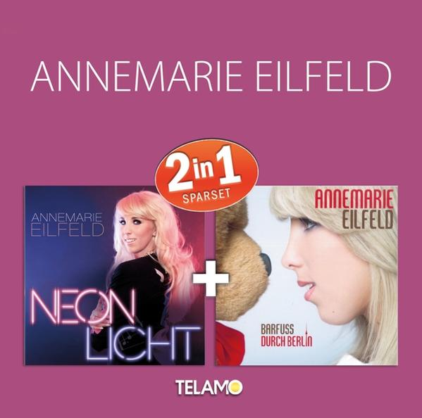 Albumcover mit zwei Albumcovern, einem Bären und Annamarie Eilfeld Text.