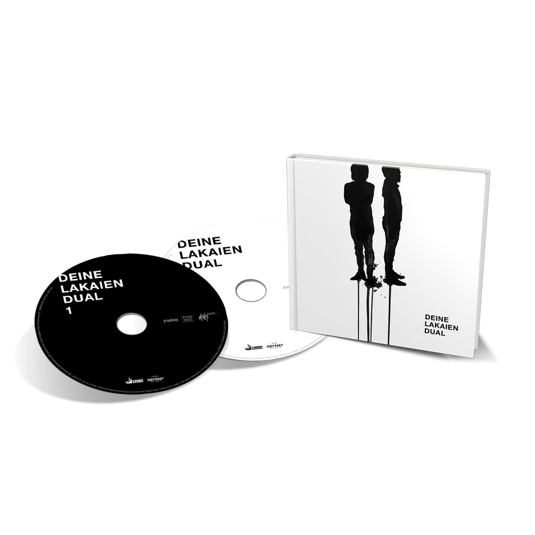 Doppelalbum-Cover mit zwei schwarzen Silhouetten auf Weiß. Schwarz-Weiß-CDs.