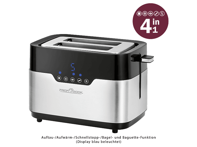 Profi Cook 2-Schlitztoaster mit Brötchen Aufsatz und Sensor-Touch Bedienung PC-TA1170 Toaster (920 Watt, Schlitze: 2) — Foto 5 von 5