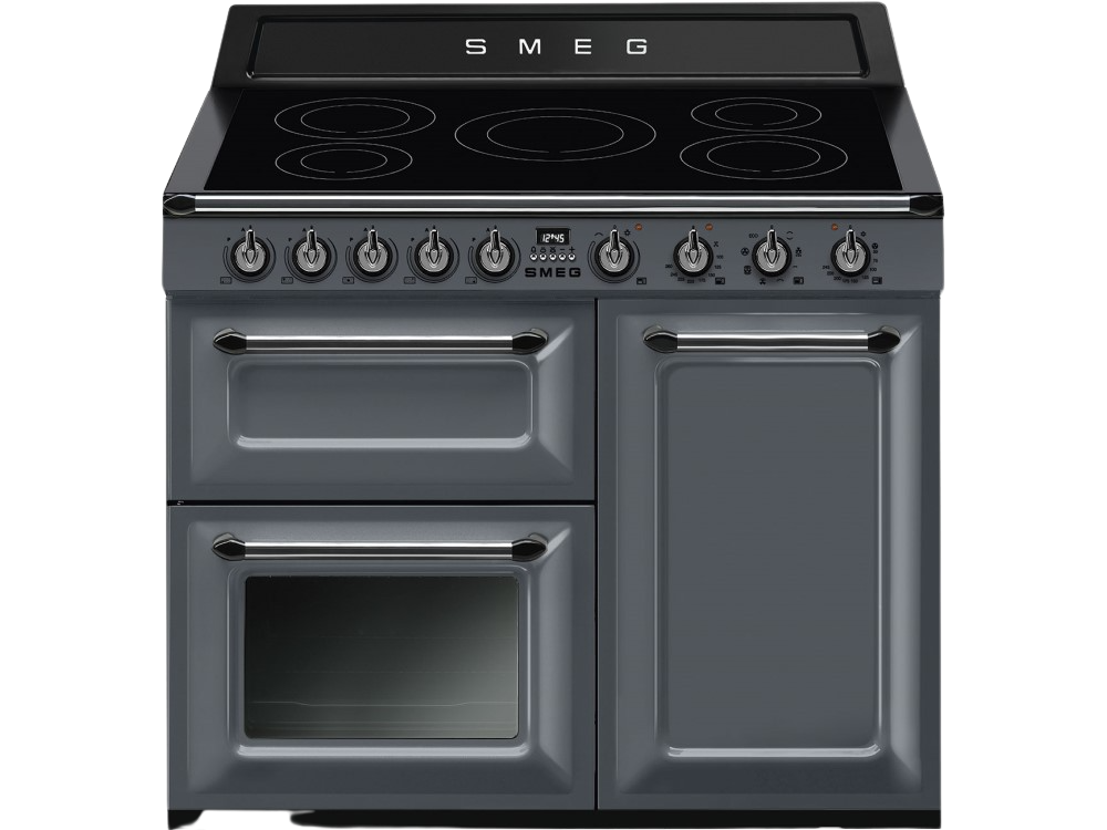 Cocina - Smeg TR103IGR, Eléctrico, 5 zonas, Termoventilado, 84 l, Vapor Clean, Gris