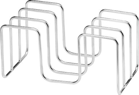 Chrom-Geschirrständer mit Zickzack-Design aus Metall. Mehrere Schlitze für Teller.