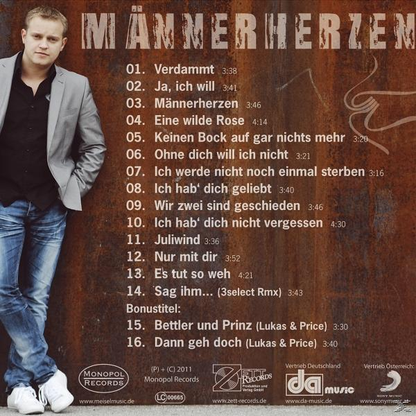 CD-Cover mit einem Mann und Titelliste. Enthält Titel wie "Verdammt", "Ich hab' dich geliebt" usw.