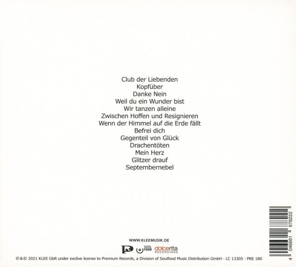 CD-Rückseite mit Liedtiteln auf Deutsch.