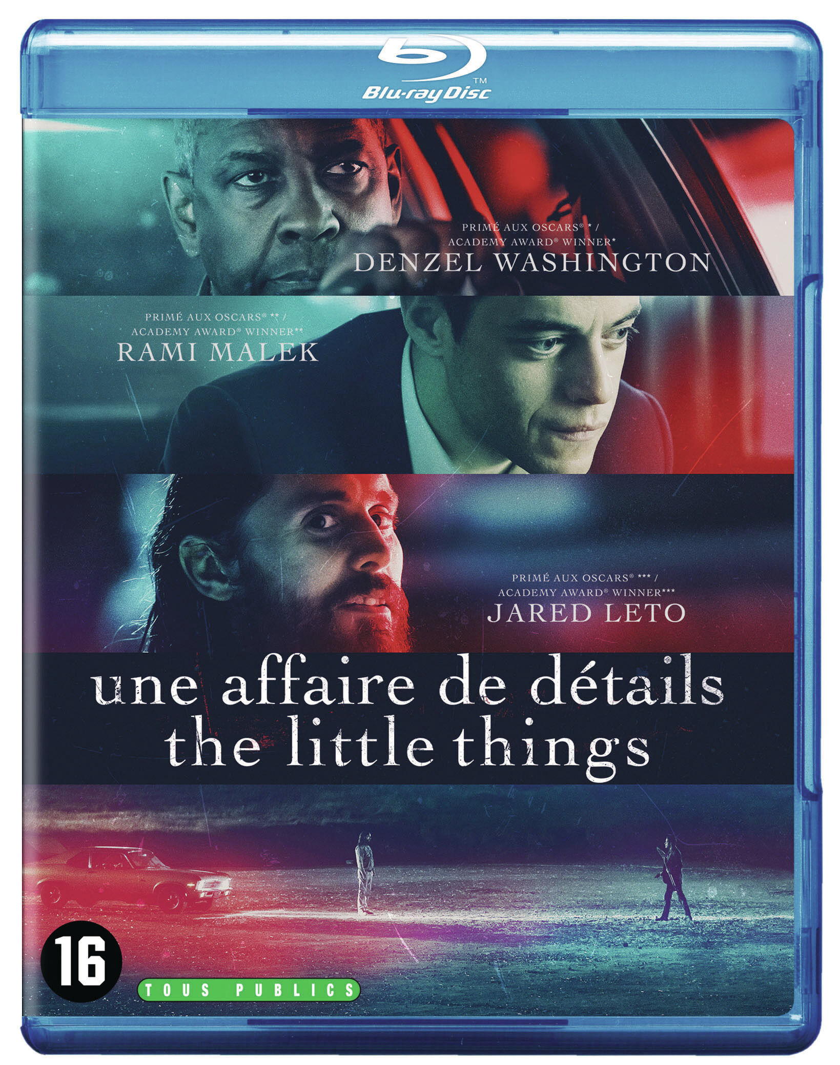 Couverture de disque Blu-ray avec Denzel Washington et d'autres acteurs. Texte en français : 'Une affaire de détails'.