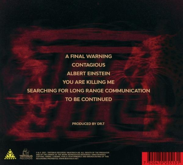 Albumcover. Roter Hintergrund mit Songtiteln.