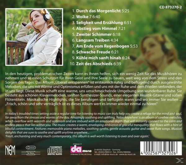 Die Rückseite einer CD mit Text über das Album und einem Bild einer Frau.