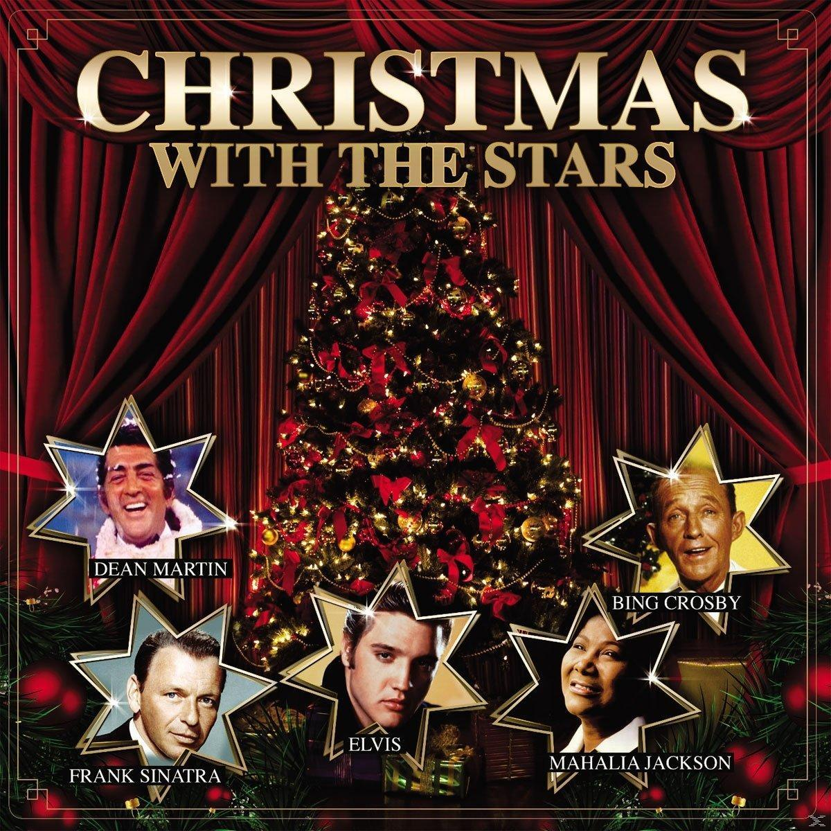 Albumcover mit 'Christmas with the Stars' und Fotos berühmter Sänger mit einem Weihnachtsbaum.