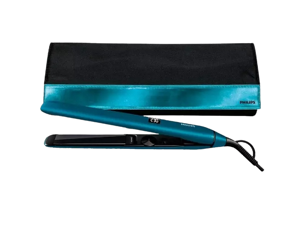 Philips Hps93040 Plancha de pelo profesional placas titanio 110 mm ionica control digital temperatura 140º 230º azul revestimiento ionizador inonizador turquesa alisadora