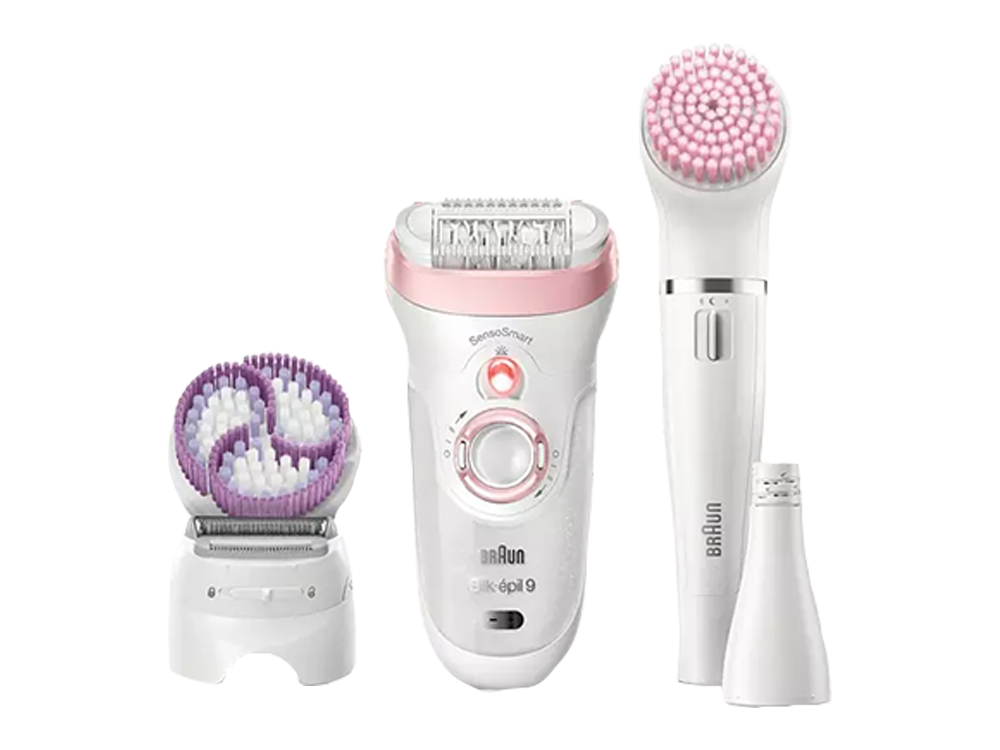 Depiladora Ses9975 9 975 accesorios limpiadora facial 9975 seco y mojado masaje 40 pinzas beauty set silkepil sensosmart cabezal pivotante uso cepillo limpieza hogar 9975silkepil se9975 braunsilkepil bs 81683684 blanco rosa lujo 6en1