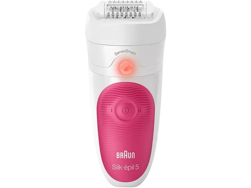 Depiladora - Braun Silk-épil 5 5-500, Tecnología MicroGrip con 28 pinzas, Wet&Dry, Blanca/Rosa