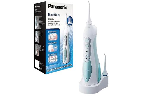Irrigador dental  Panasonic Ew1311G845, 3 Modos, Portátil, 4 boquillas,  Recargable, 1400 impulsos pm, Azul