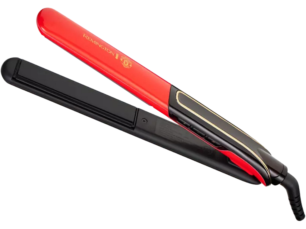 Plancha de pelo - Remington S6755 Manchester United, 230 ºC, Cerámica, 15 s, Rojo