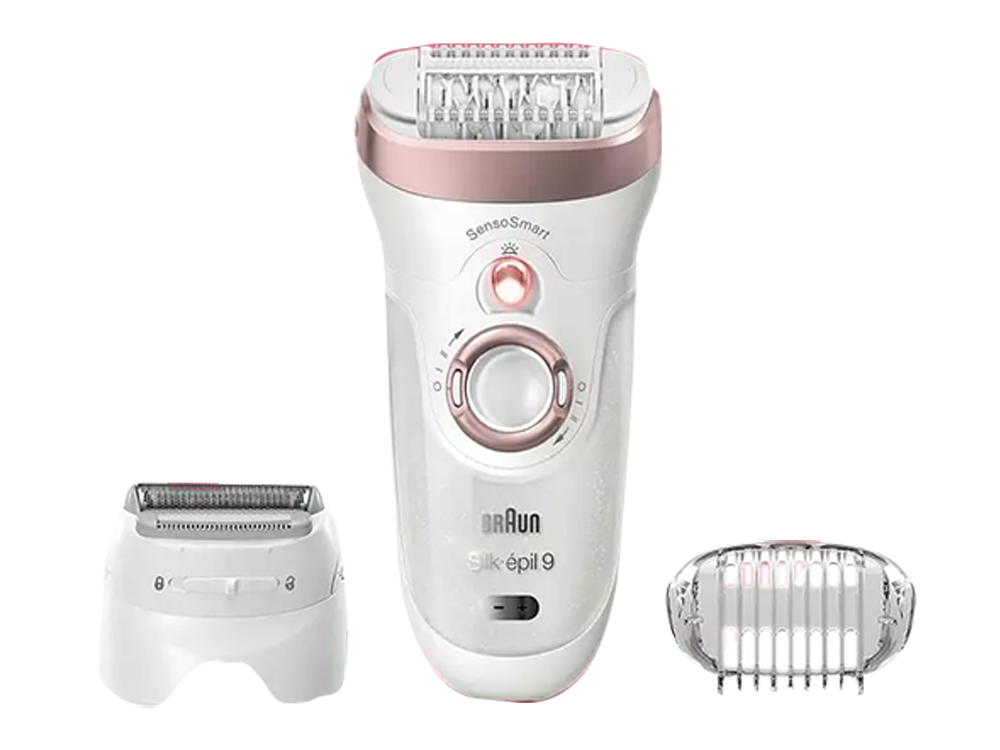 Braun 9 Depiladora mujer con sensosmart y cabezal afeitado recorte uso en seco mojado 9720 blancooro rosa microgrip 40 pinzas