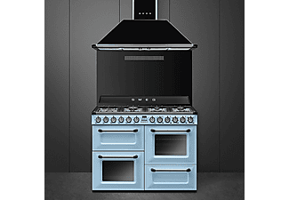 Cocina - Smeg TR4110AZ, 61L, 7zonas, 3hornos multifunción, Gas Natural, Limpieza por vapor, 110cm, Azul pastel