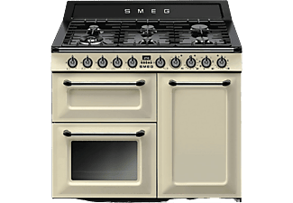 Cocina - Smeg TR103P, 84 l, 6 zonas, 2 hornos multifunción, Gas Natural, Limpieza por vapor, 100cm, Crema