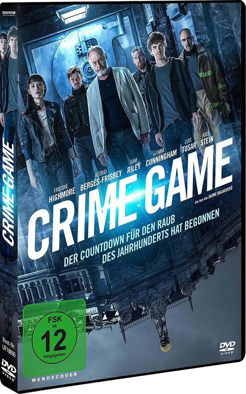 DVD-Cover mit einer Gruppe von Leuten, die vor einem Tresor stehen.