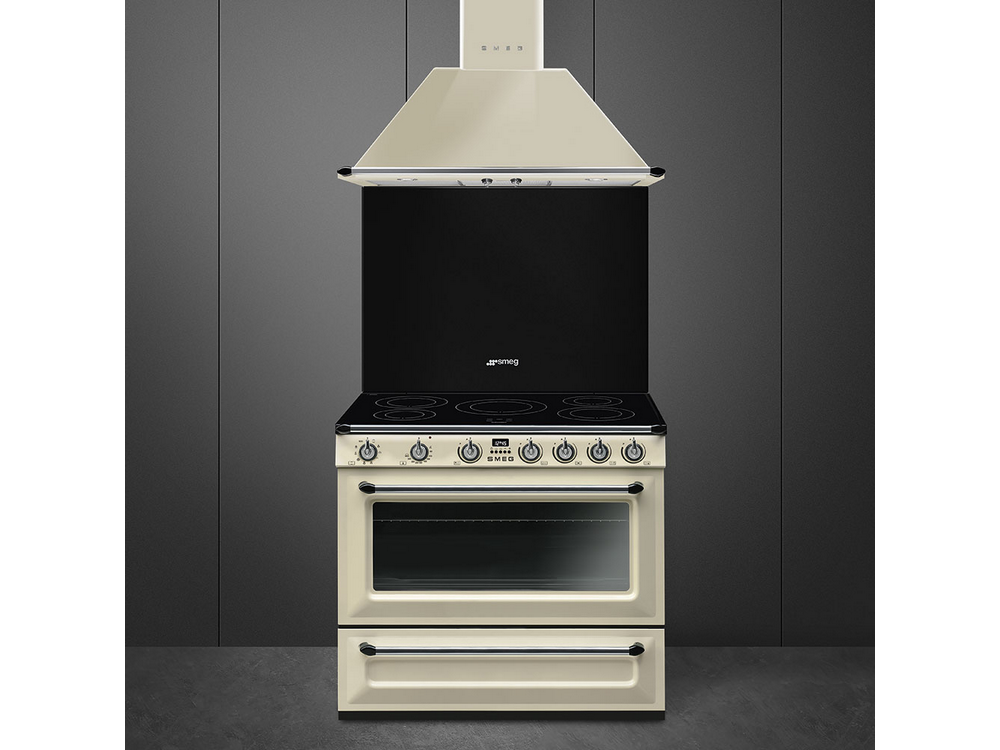 Cocina - Smeg TR90IP9, 5 zonas, Termoventilado, 115 l, Limpieza por vapor, 90 cm, Crema