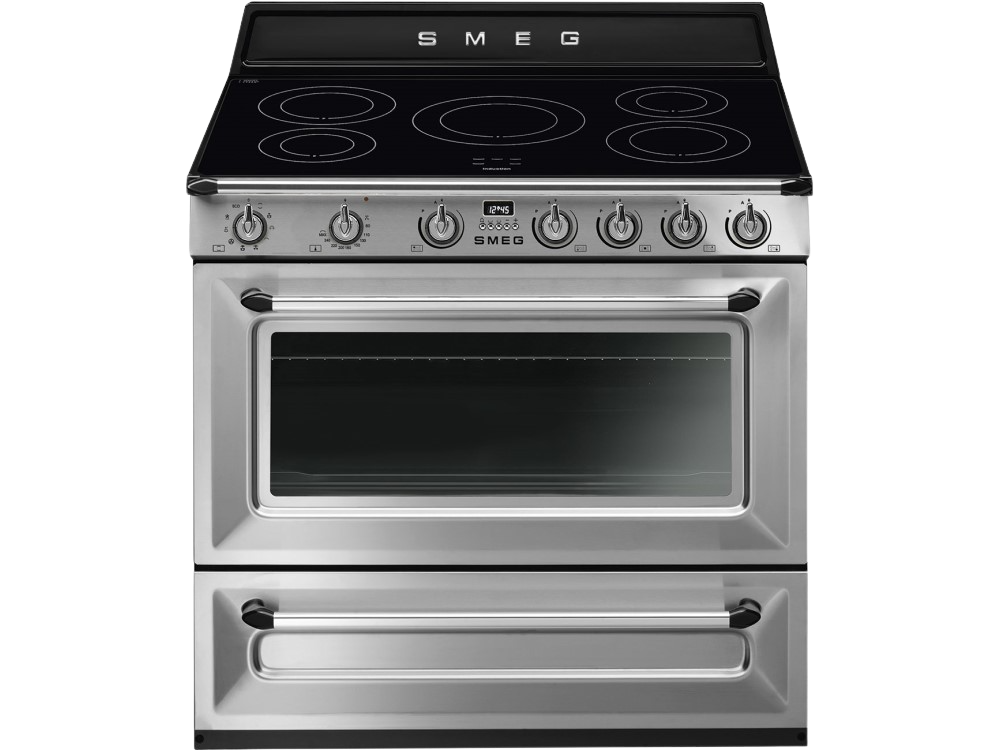 Cocina - Smeg TR90IX9-1, 5 zonas, Termoventilado, 115 l, Limpieza por vapor, 90 cm, Inox
