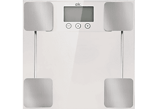 Báscula de baño - OK OPS 200 Silver, Peso máximo 150kg, Precisión de 100g, Pantalla LCD, Transparente
