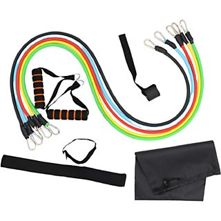 Set gomas para ejercicio - NK TUBESET, Resistencias de hasta 45 kg, Multicolor