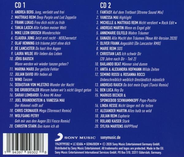 CD-Albumcover mit verschiedenen Songtiteln und Künstlernamen in Blau und Weiß.