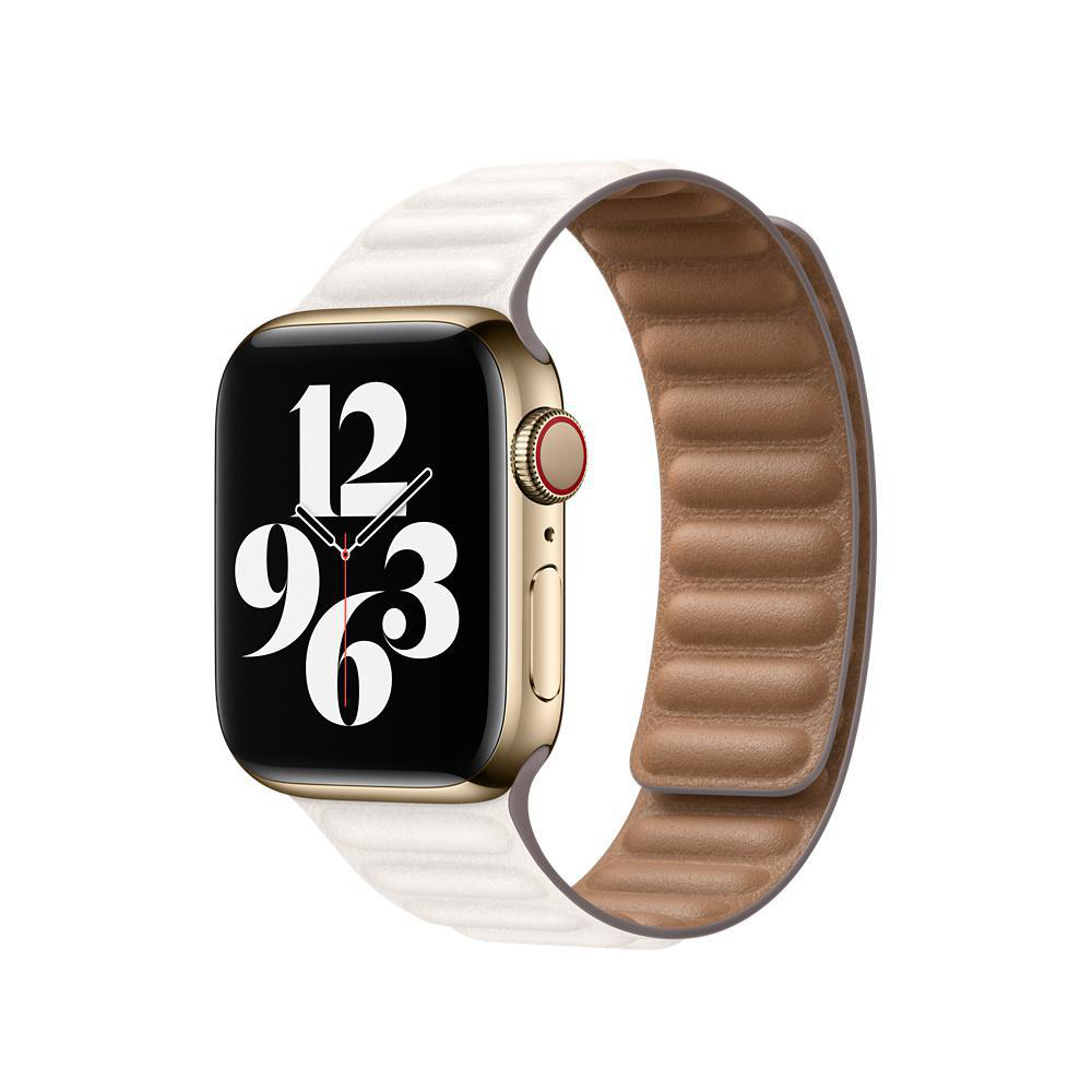 APPLE 40 mm Lederarmband mit Endstück, Ersatzarmband, Kreide