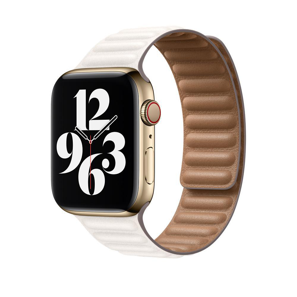 APPLE 44 mm Lederarmband mit Endstück, Ersatzarmband, Kreide