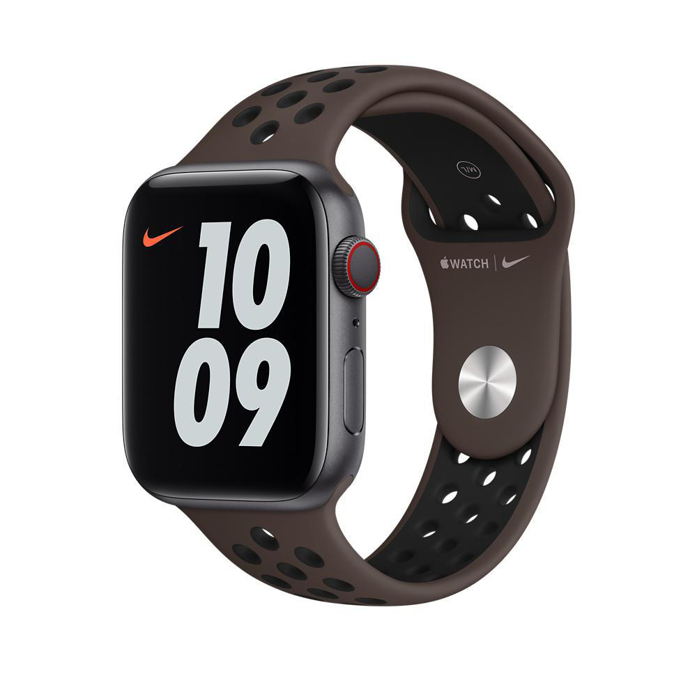 APPLE 44 mm Nike Sportarmband Regular, Ersatzarmband, Ironstone/Schwarz