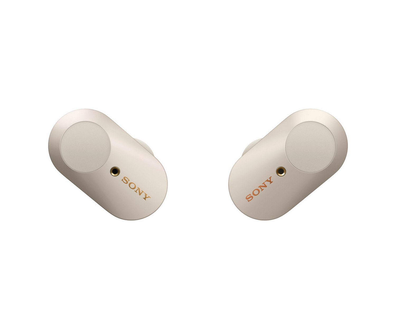 Dos auriculares blancos con el logotipo de Sony.