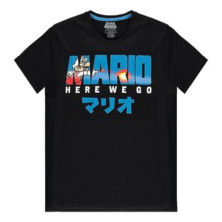 DIFUZED Super Mario - Fire Mario - T-Shirt (Nero/Blu)