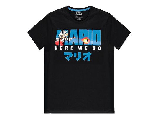 DIFUZED Super Mario - Fire Mario - T-Shirt (Schwarz/Blau)