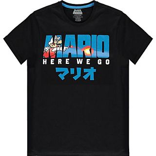 DIFUZED Super Mario - Fire Mario - T-Shirt (Nero/Blu)