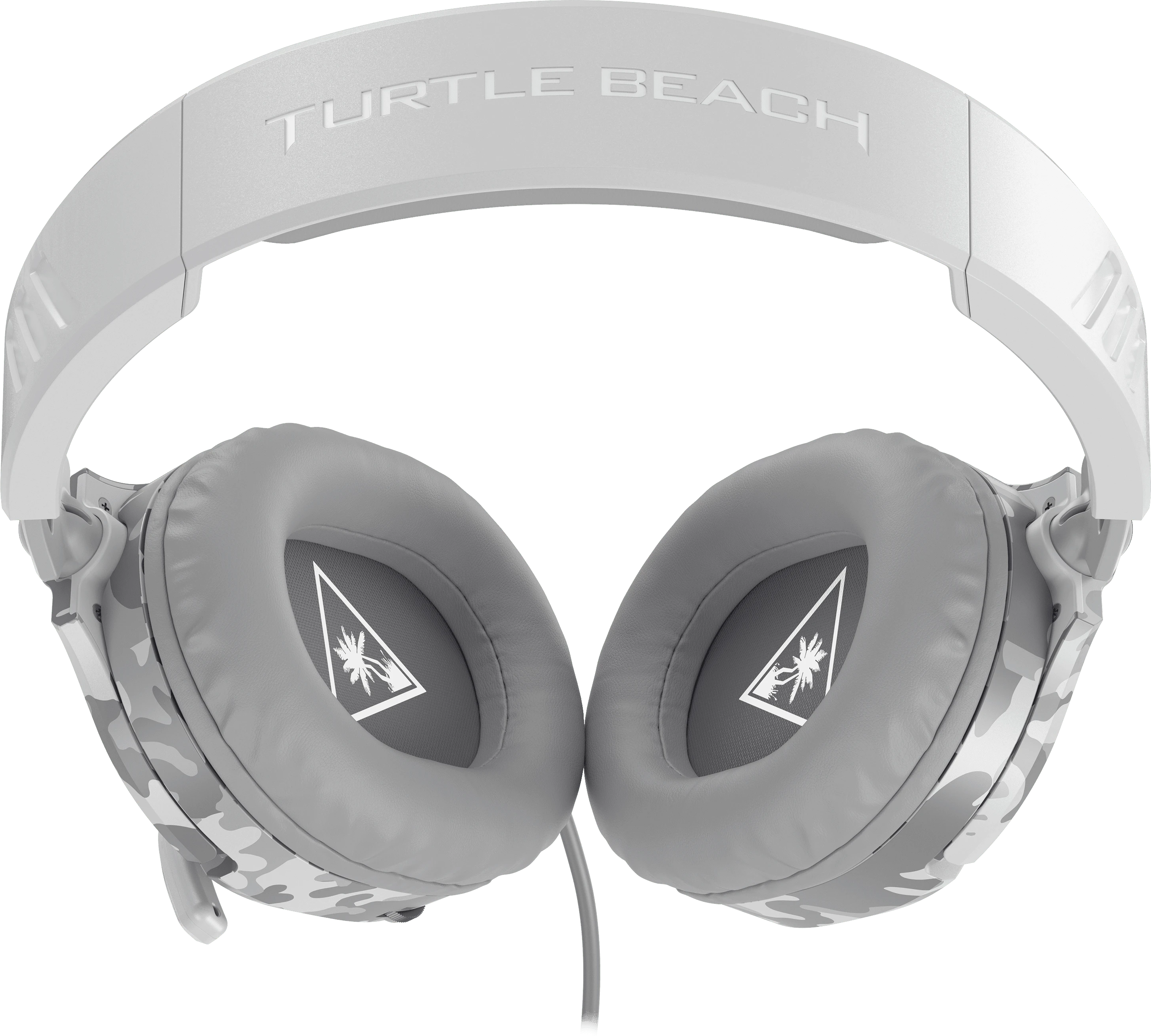 Weiß-graues Turtle Beach Gaming-Headset. Die Ohrmuscheln haben ein Tarnmuster.