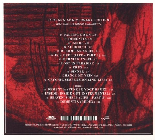 Die Rückseite einer CD-Hülle mit einer Titelliste in englischer Sprache.