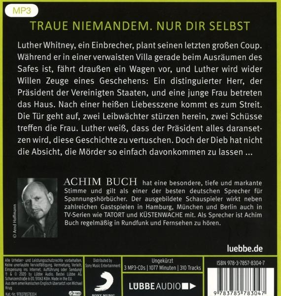 Buchcover mit deutschem Text. Enthält ein Foto eines Mannes und den Titel 'TRAUE NIEMANDEM. NUR DIR SELBST'.