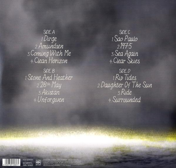 Album-Rückseite mit Titelliste: Dirge, Amundsen, Coming With Me, Clean Horizon, etc.