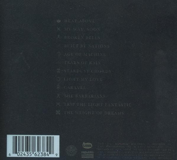 Rückseite eines CD-Cases mit Trackliste und Barcode, auf dunklem Grauton.